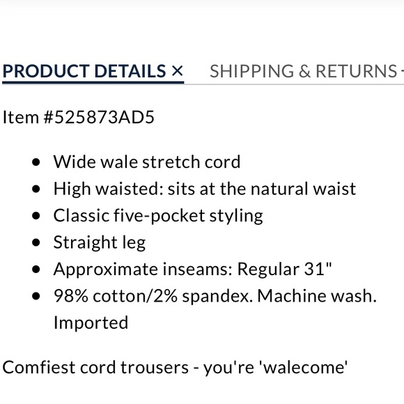 LANDS’ END Black Corduroy Straight Leg Pants Jeans 10 - Picture 13 of 14